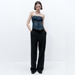 Zara CORSET STYLE DENIM TOP TRF
